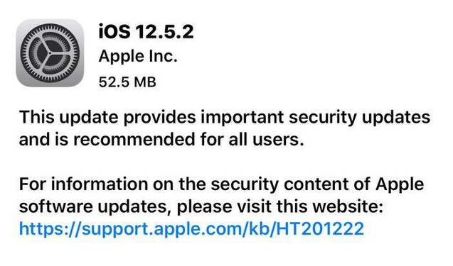 类乌齐苹果手机维修分享iOS12.5.2发布，建议所有老苹果用户安装 